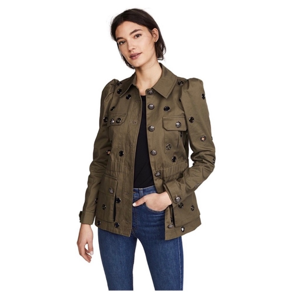 Veronica Beard Women Lewis Safari Jacket Size 4
Green Grommets Utility